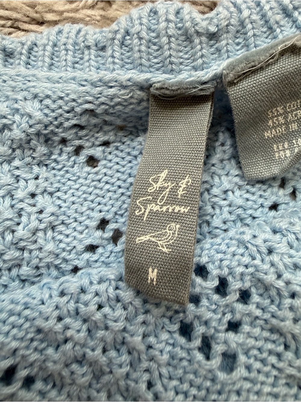Sky and Sparrow Light Blue Daisy Knit Cropped Tank - Picture 6 of 9